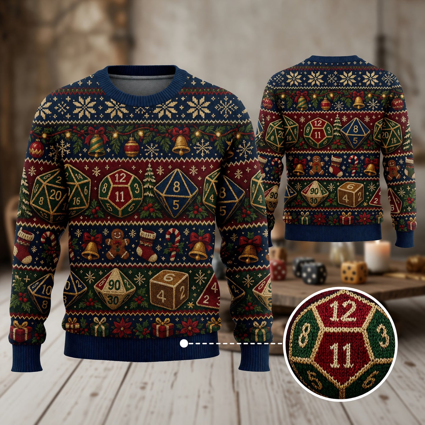 Christmas Sweater - Dice Holiday RPG Knit Pattern
