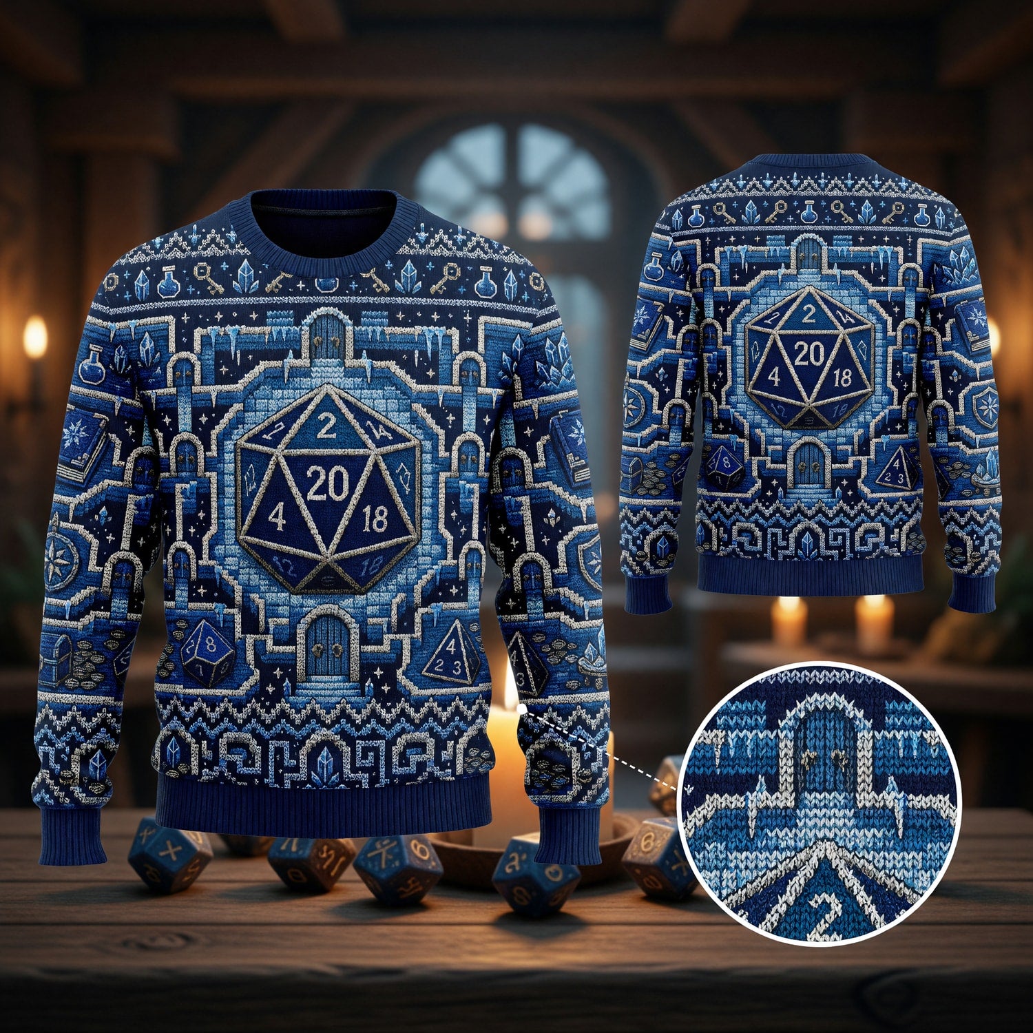 Icy Dice Sweater - Winter Fantasy RPG Knit