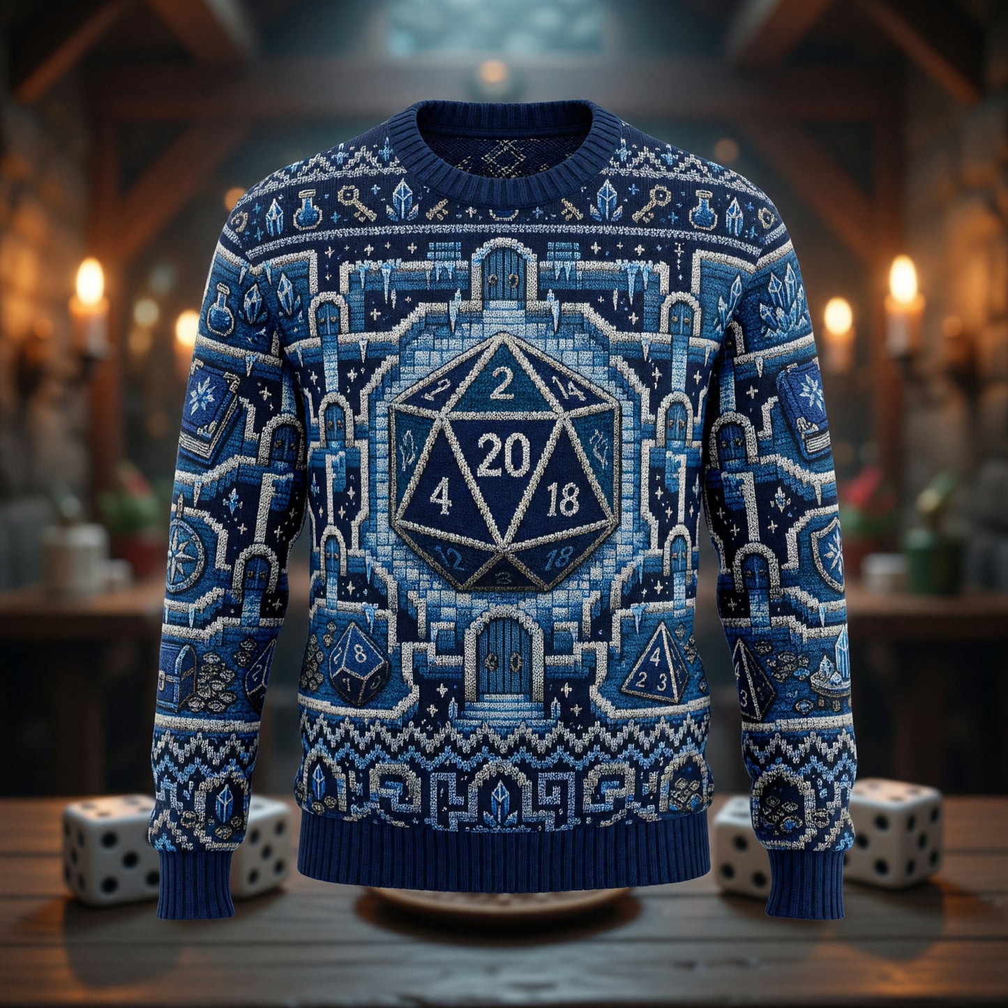 Icy Dice Sweater - Winter Fantasy RPG Knit