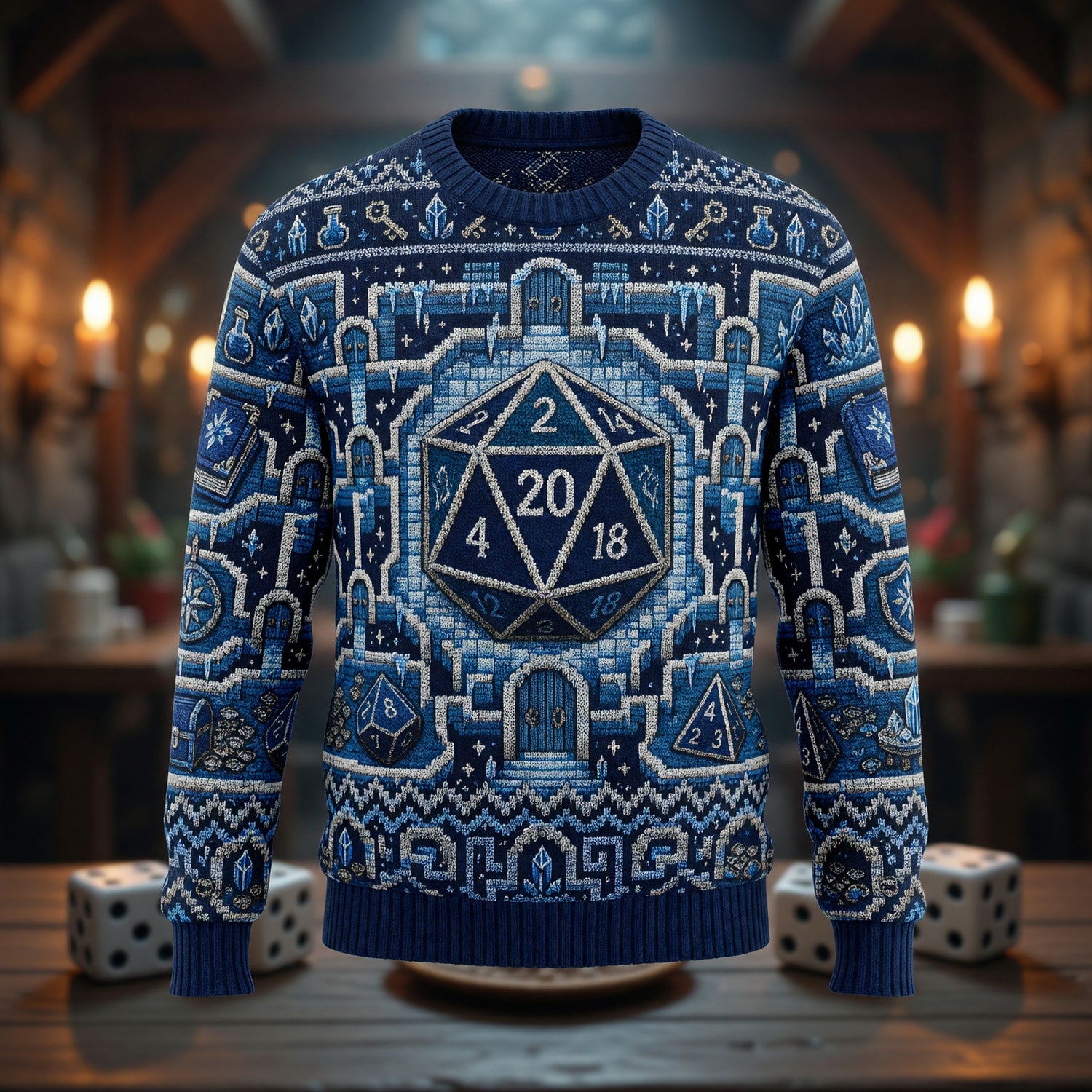 Icy Dice Sweater - Winter Fantasy RPG Knit