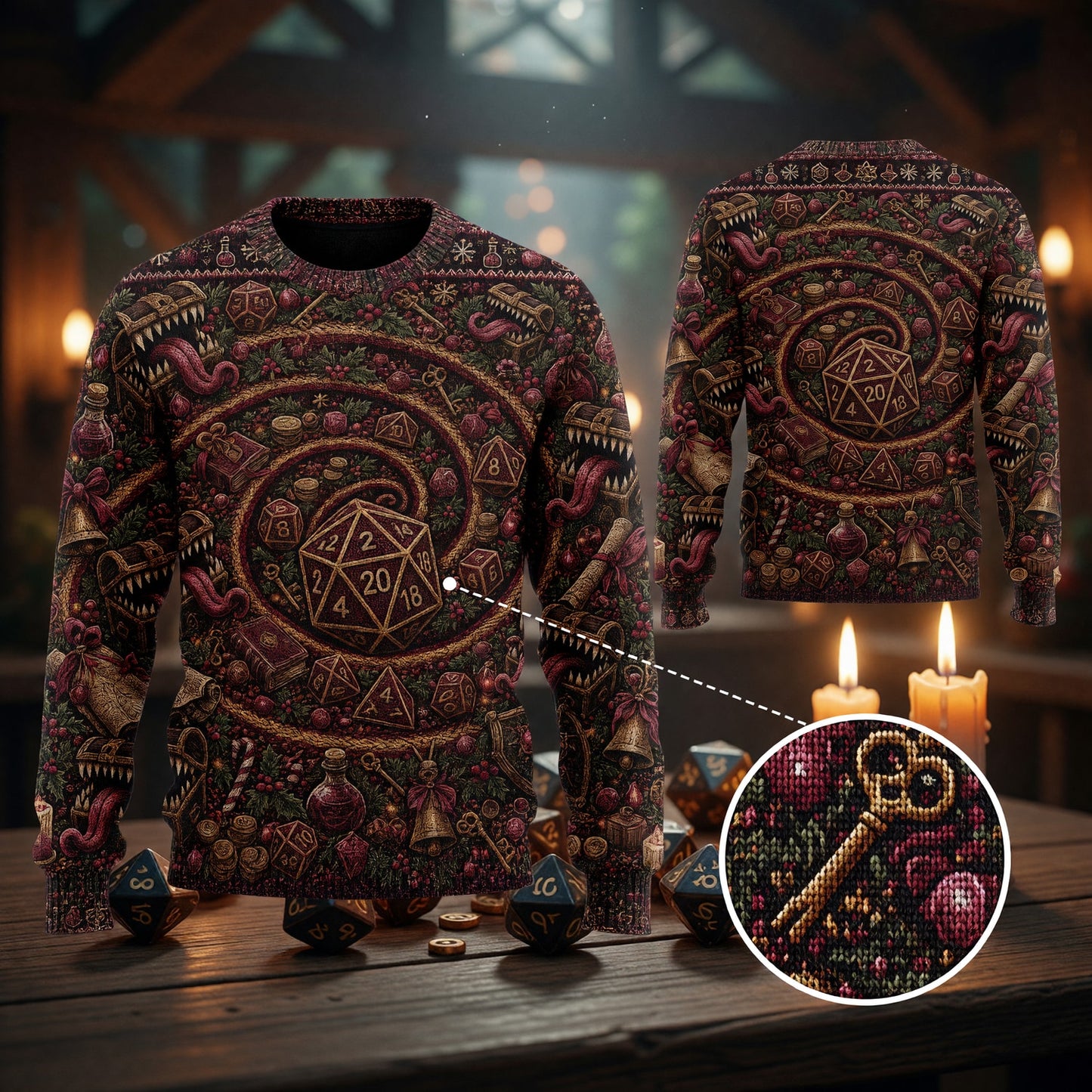 Christmas Sweater - Dice Mimic Fantasy Holiday Knit