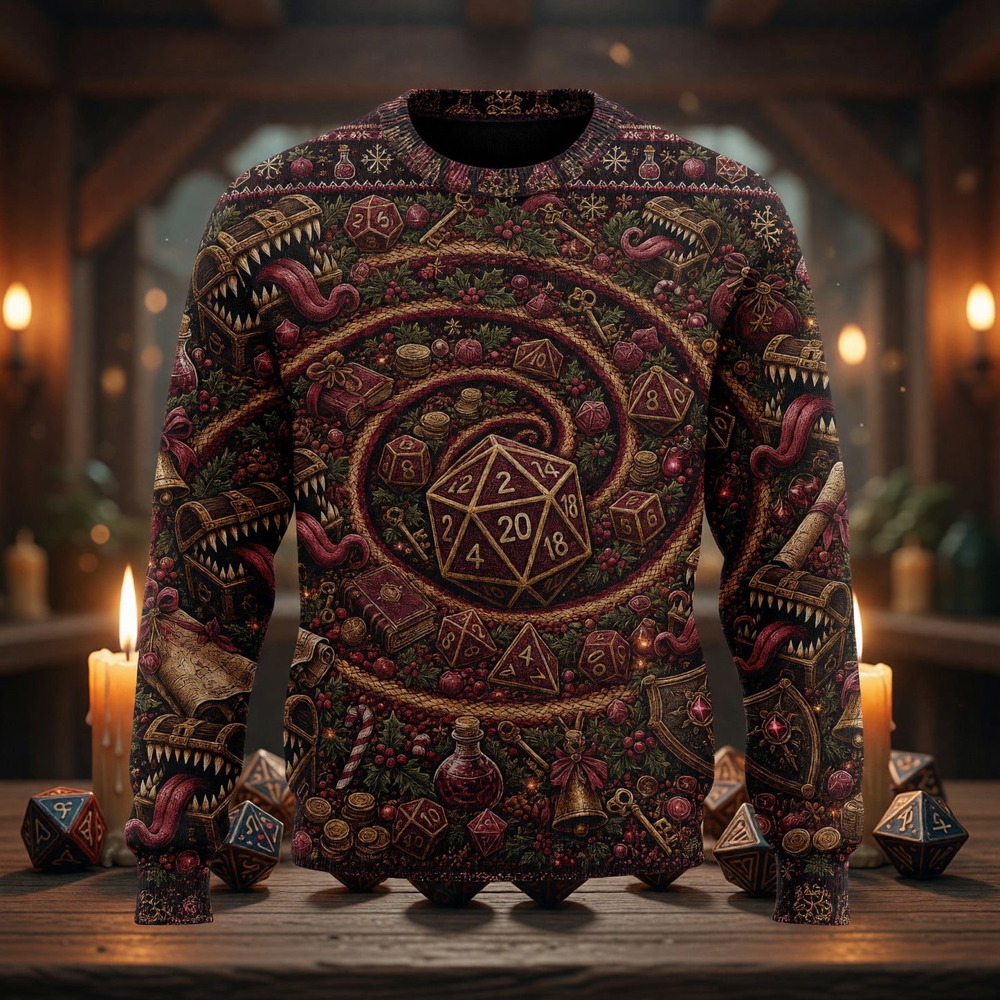 Christmas Sweater - Dice Mimic Fantasy Holiday Knit