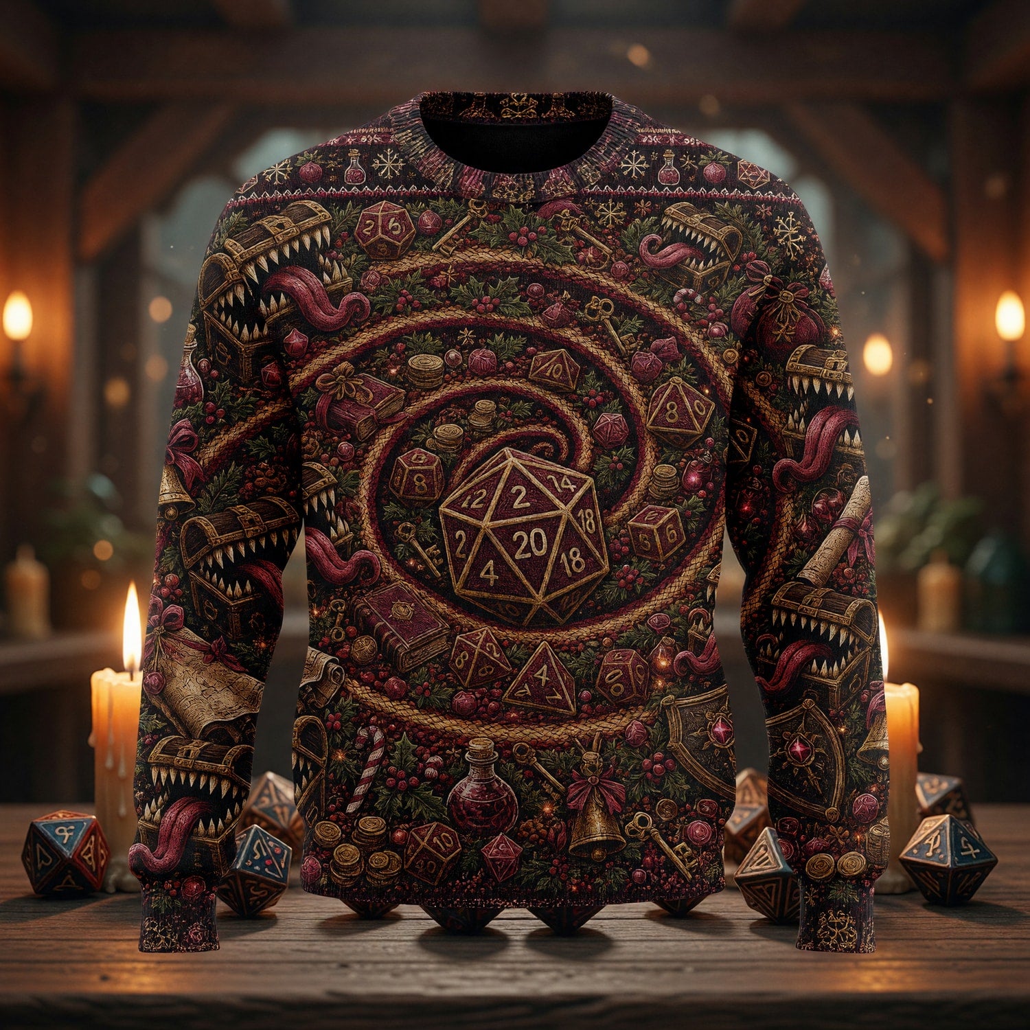 Christmas Sweater - Dice Mimic Fantasy Holiday Knit