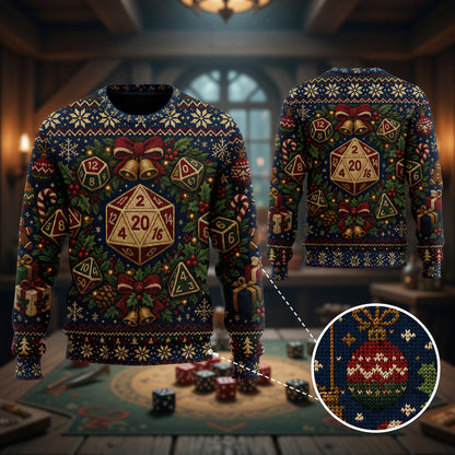 Dice Christmas Sweater - Festive RPG Holiday Knit