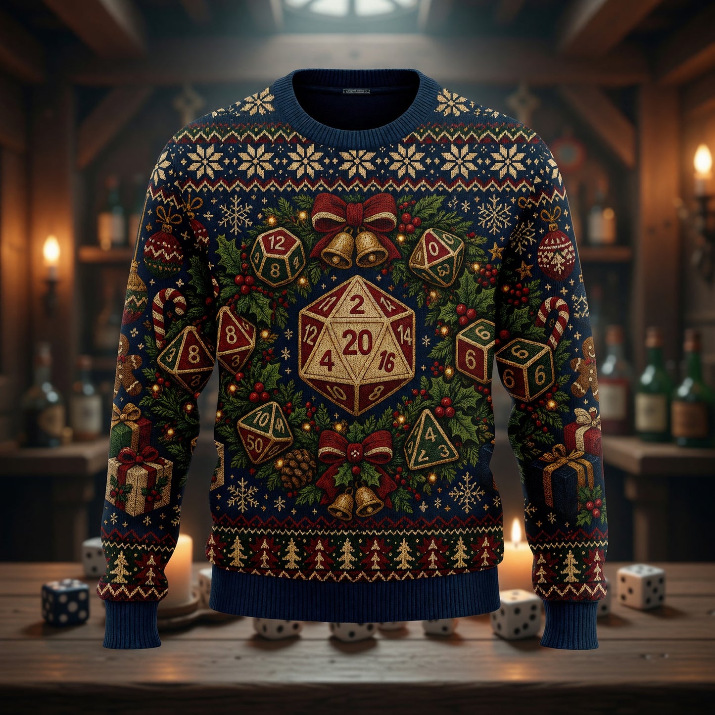 Dice Christmas Sweater - Festive RPG Holiday Knit
