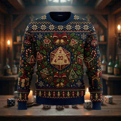 Dice Christmas Sweater - Festive RPG Holiday Knit