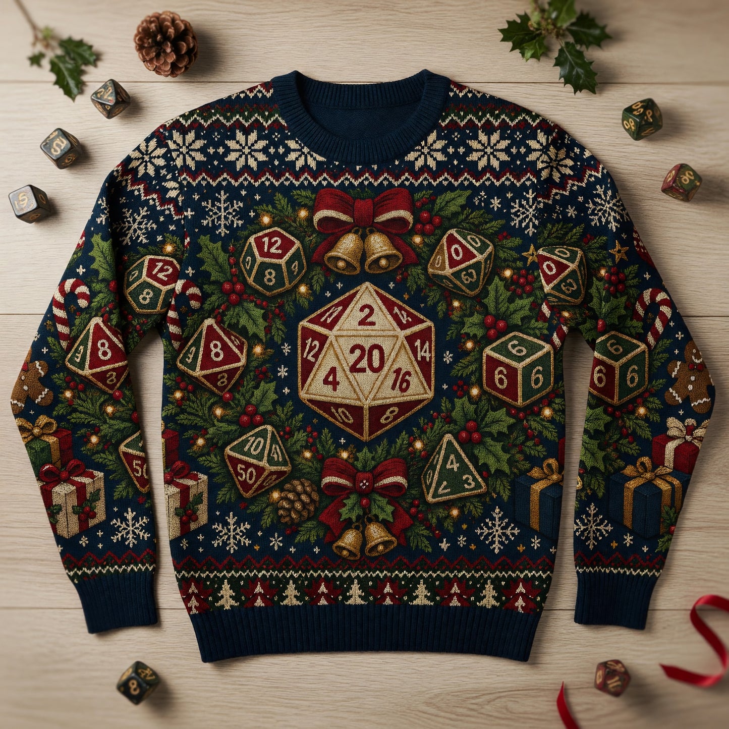 Dice Christmas Sweater - Festive RPG Holiday Knit