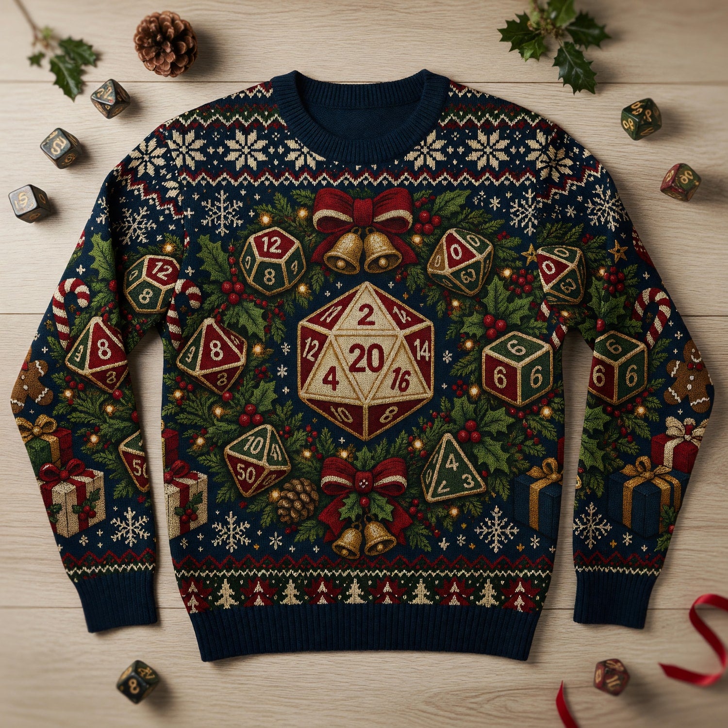 Dice Christmas Sweater - Festive RPG Holiday Knit