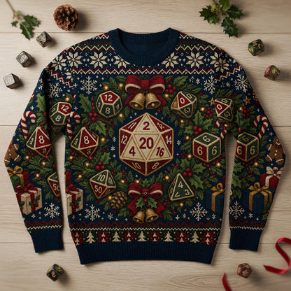 Dice Christmas Sweater - Festive RPG Holiday Knit