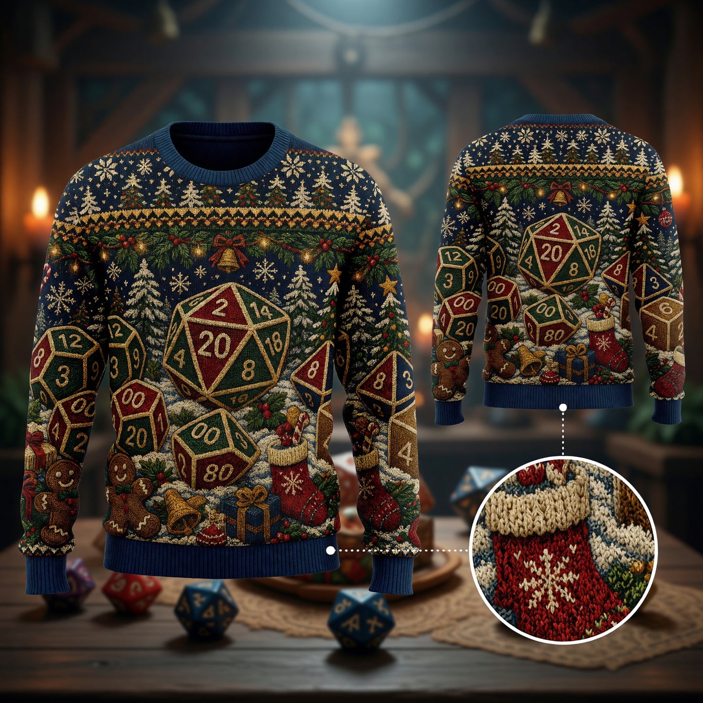 Christmas Dice Sweater - Festive Holiday RPG Knit