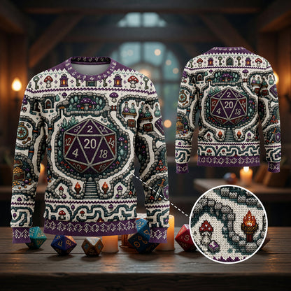 Fantasy Dungeon D20 Sweater - Fantasy RPG Dungeon Knitwear