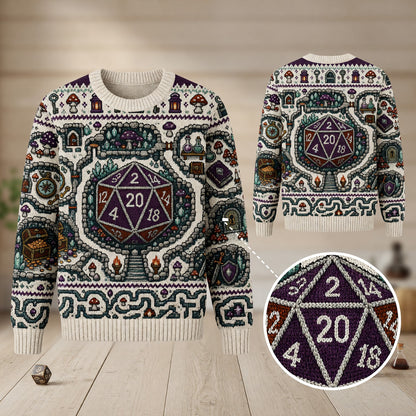 Fantasy Dungeon D20 Sweater - Fantasy RPG Dungeon Knitwear