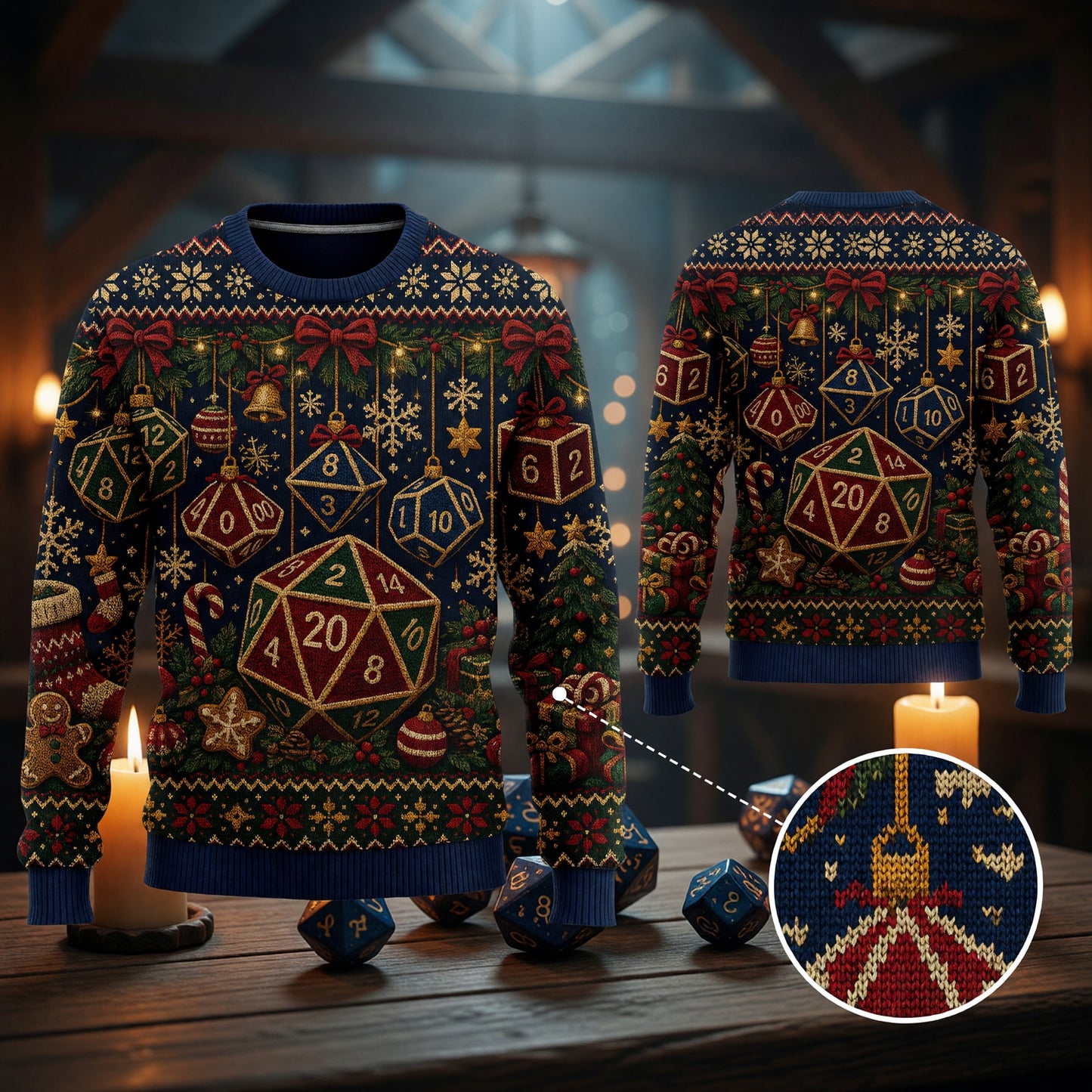 Christmas Sweater - Dice Ornament Holiday Knit