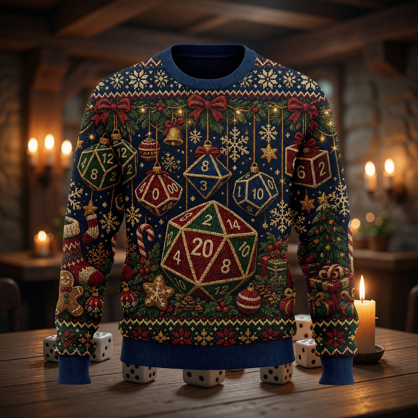 Christmas Sweater - Dice Ornament Holiday Knit