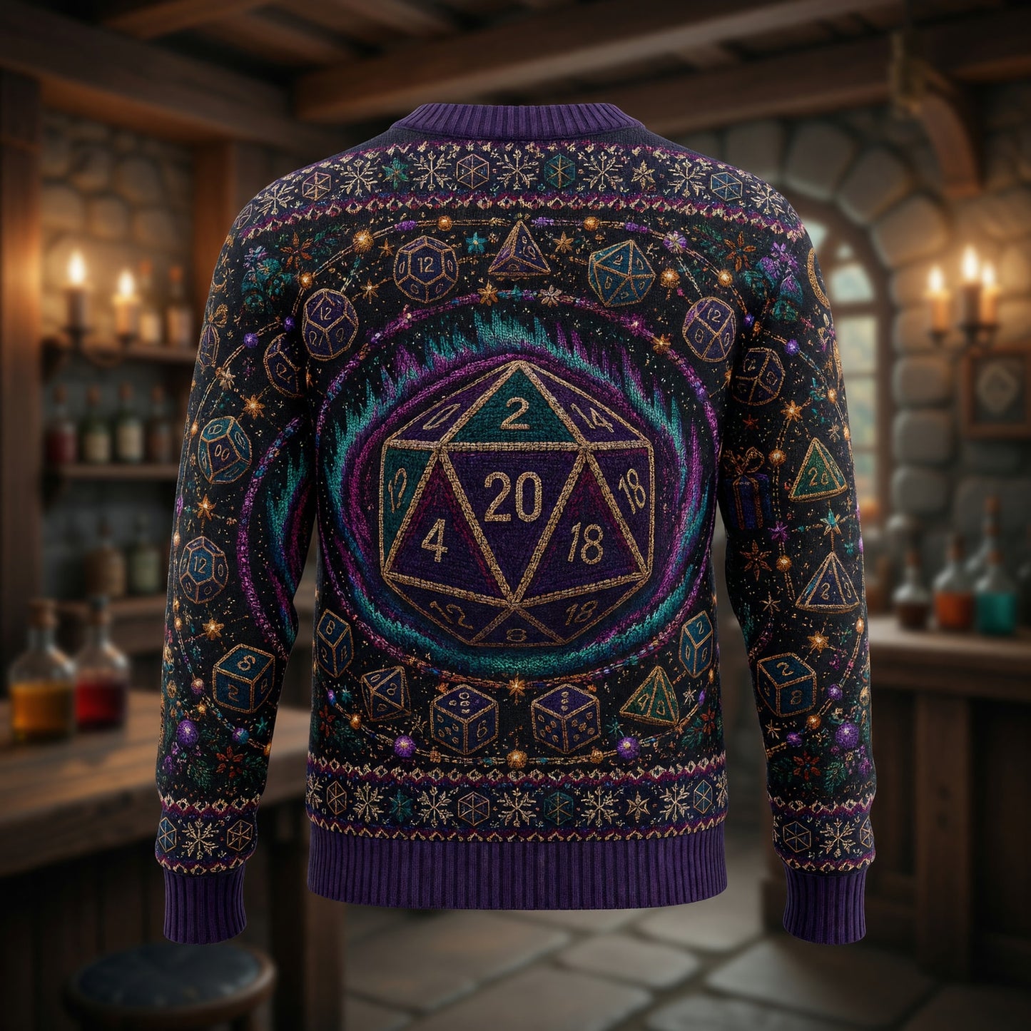 Dice Christmas Sweater - Fantasy RPG Holiday Knit