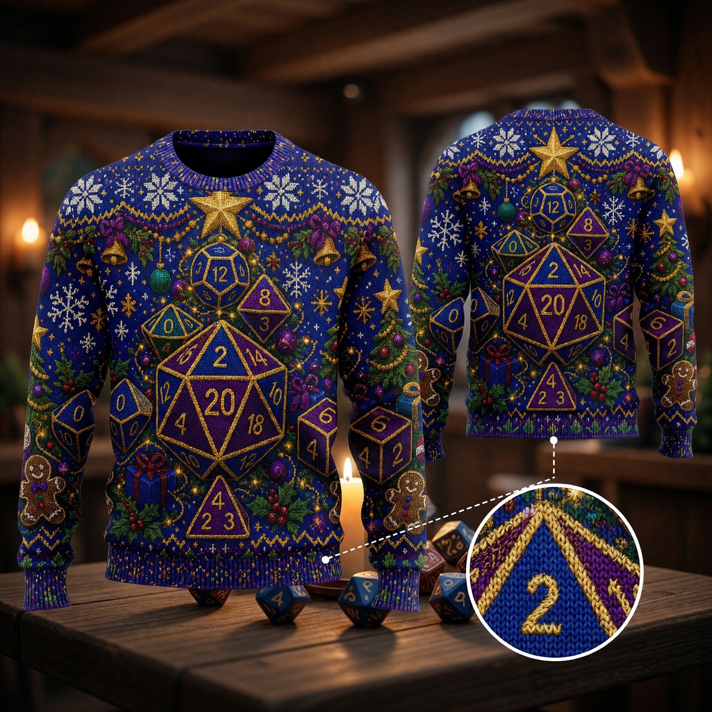 Christmas Dice Sweater - Festive Tabletop RPG Holiday Knit