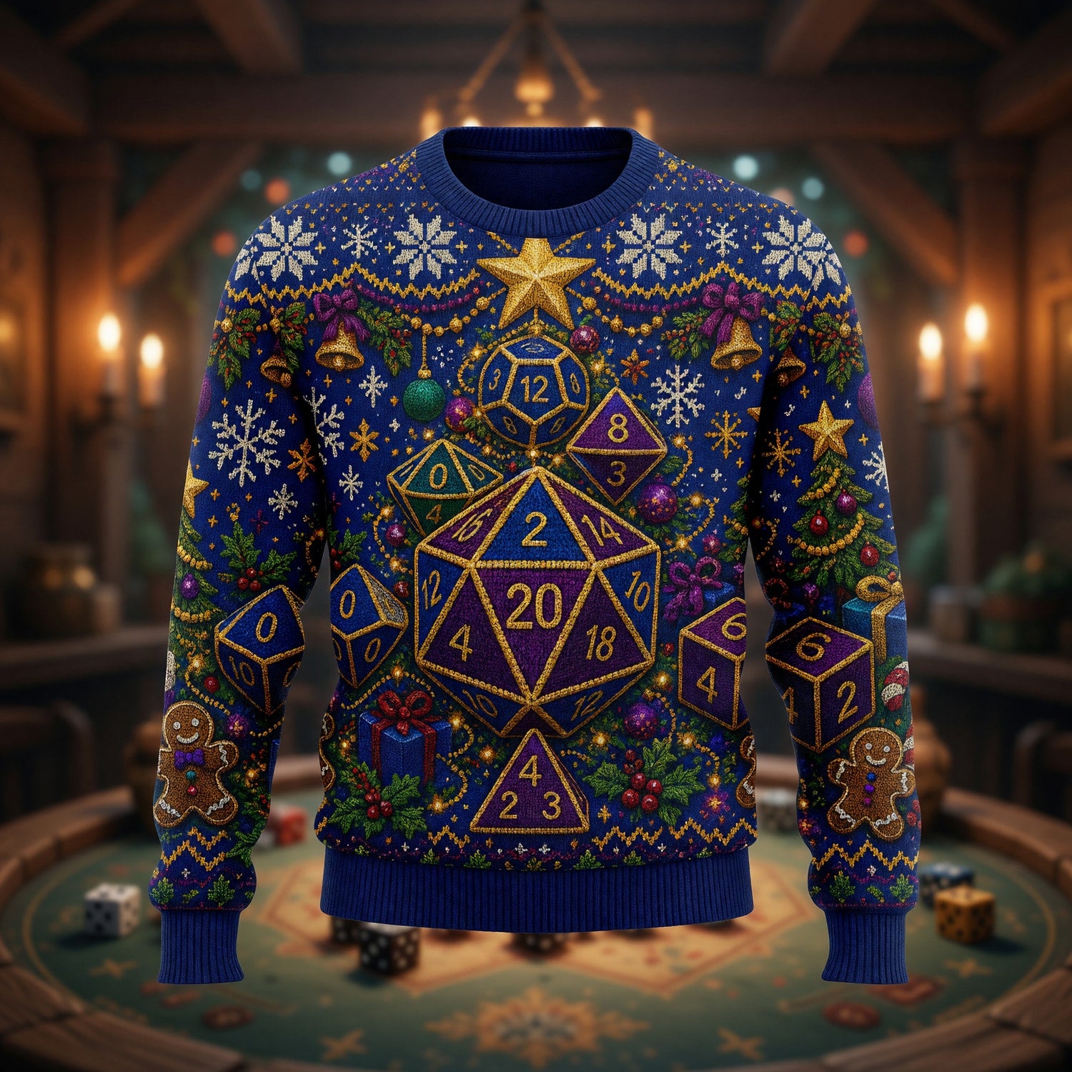Christmas Dice Sweater - Festive Tabletop RPG Holiday Knit