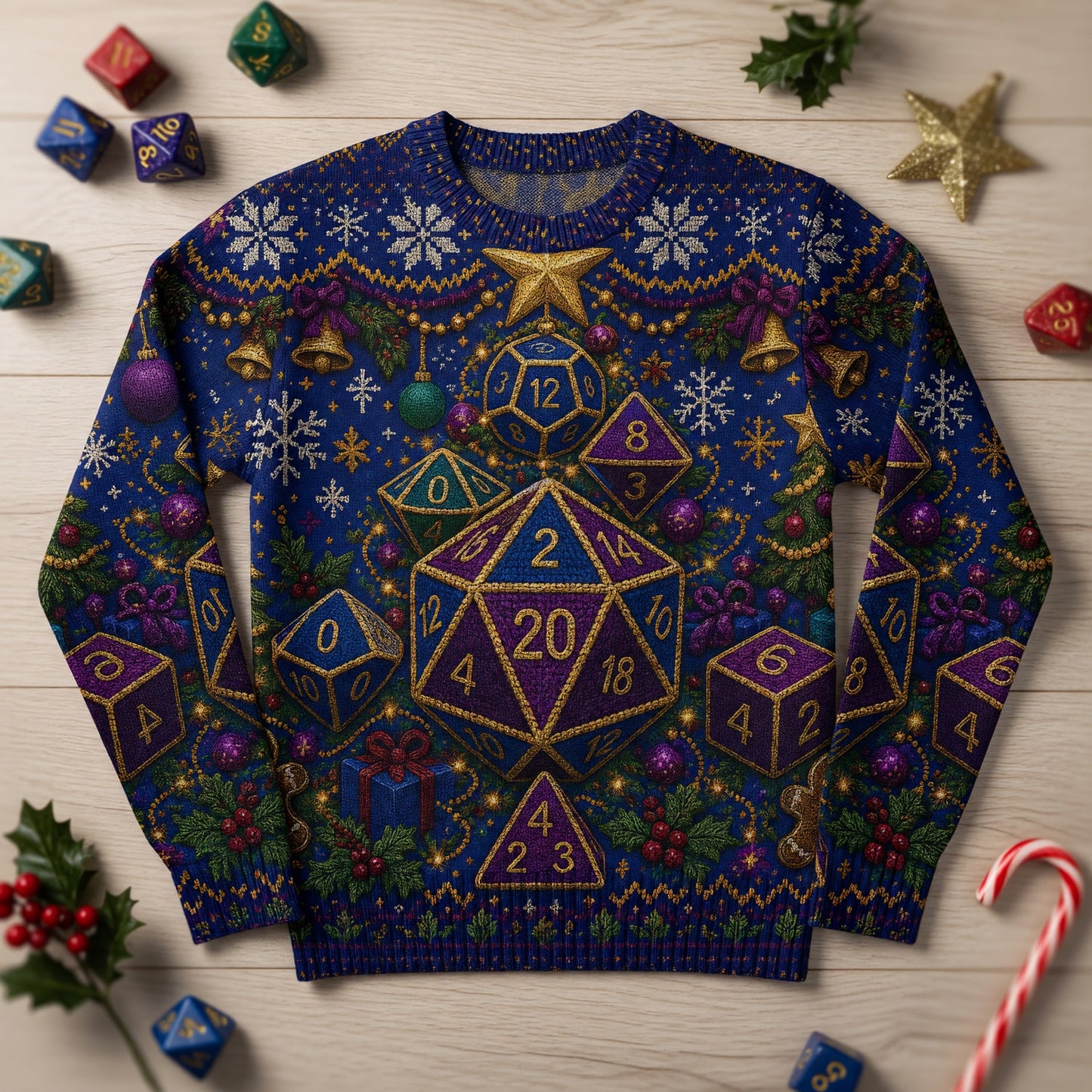 Christmas Dice Sweater - Festive Tabletop RPG Holiday Knit