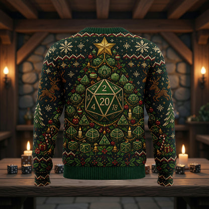 Fantasy Dungeon Dice Christmas Sweater - Holiday RPG Knitwear