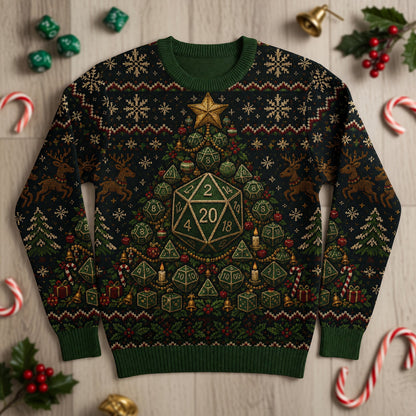 Fantasy Dungeon Dice Christmas Sweater - Holiday RPG Knitwear