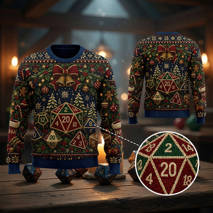 Christmas Dice Sweater - Festive Holiday RPG Gaming Knit