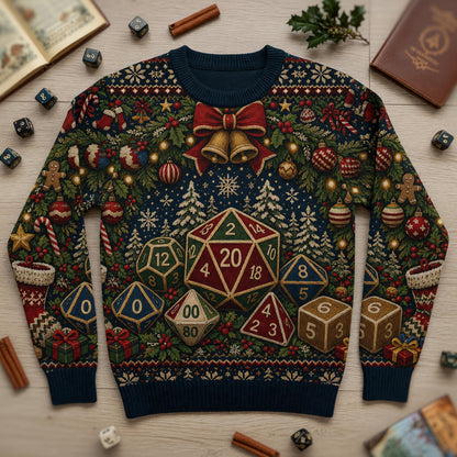 Christmas Dice Sweater - Festive Holiday RPG Gaming Knit