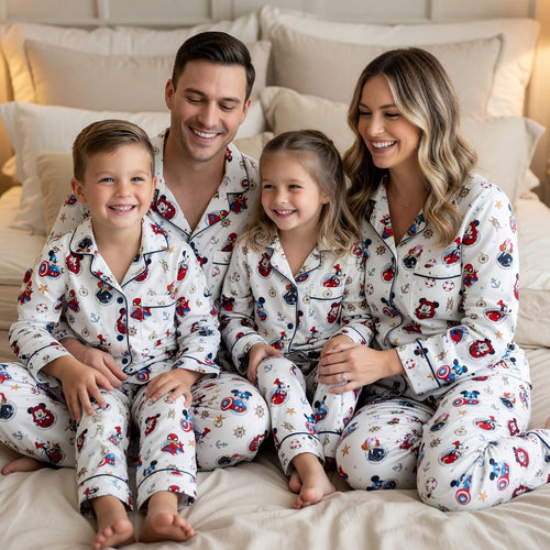 Superhero Thick Pajama Set - Nautical Character Pattern
