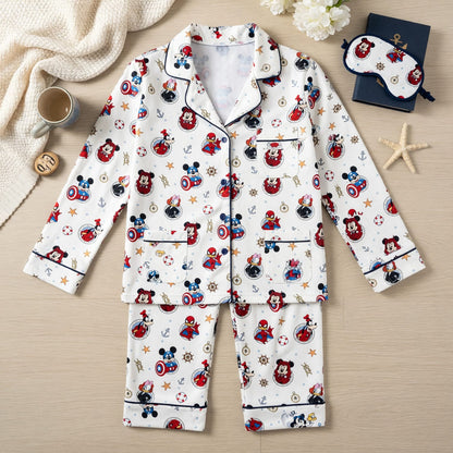 Superhero Thick Pajama Set - Nautical Character Pattern