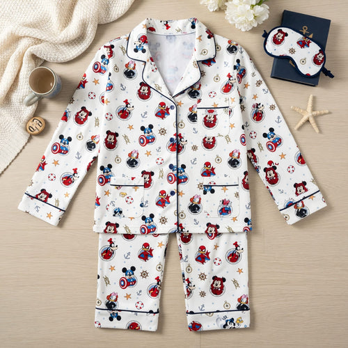 Superhero Thick Pajama Set - Nautical Character Pattern