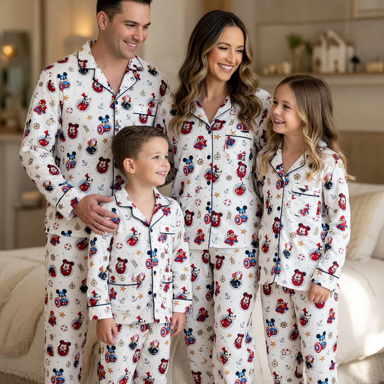 Superhero Thick Pajama Set - Nautical Character Pattern