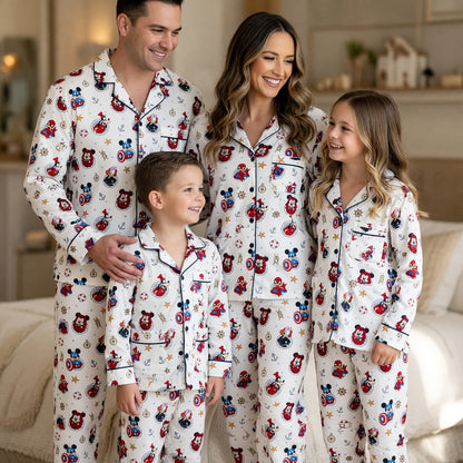 Superhero Thick Pajama Set - Nautical Character Pattern