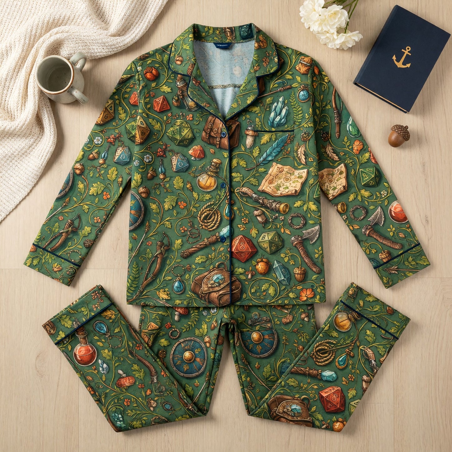 Fantasy Dungeon Thick Pajama Set - Fantasy Tabletop RPG Sleepwear