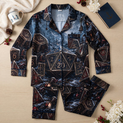 Dice Christmas Thick Pajama Set - Fantasy RPG Winter Sleepwear