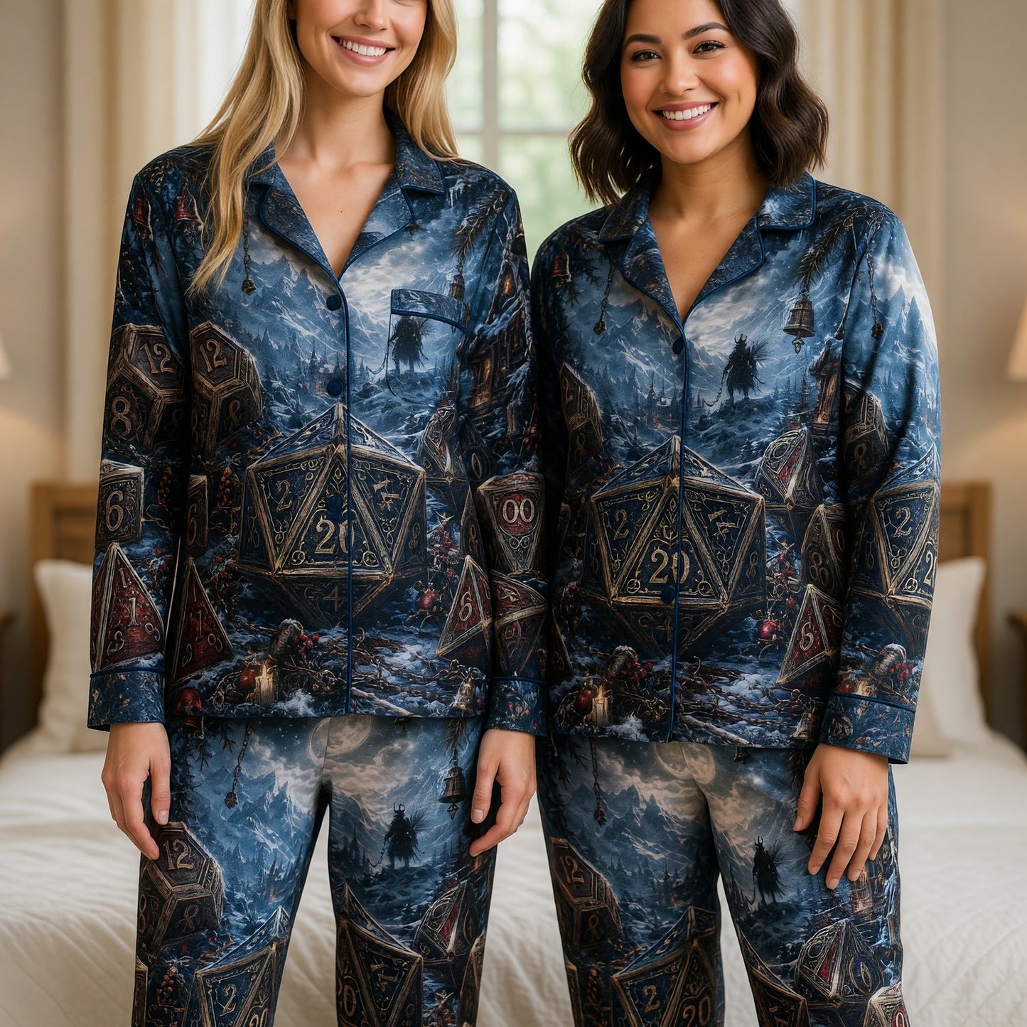 Dice Christmas Thick Pajama Set - Fantasy RPG Winter Sleepwear