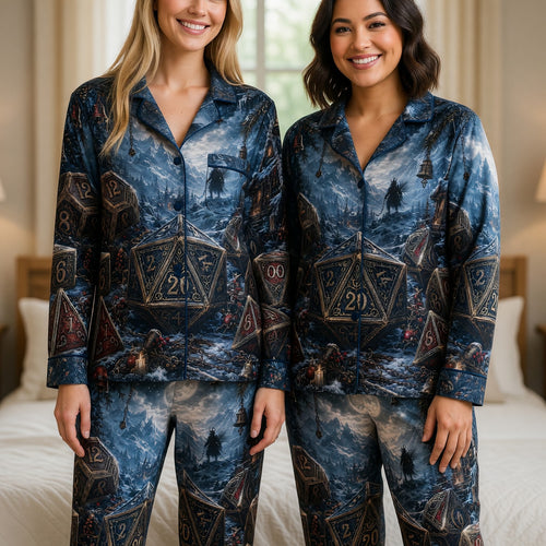 Dice Christmas Thick Pajama Set - Fantasy RPG Winter Sleepwear