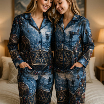 Dice Christmas Thick Pajama Set - Fantasy RPG Winter Sleepwear