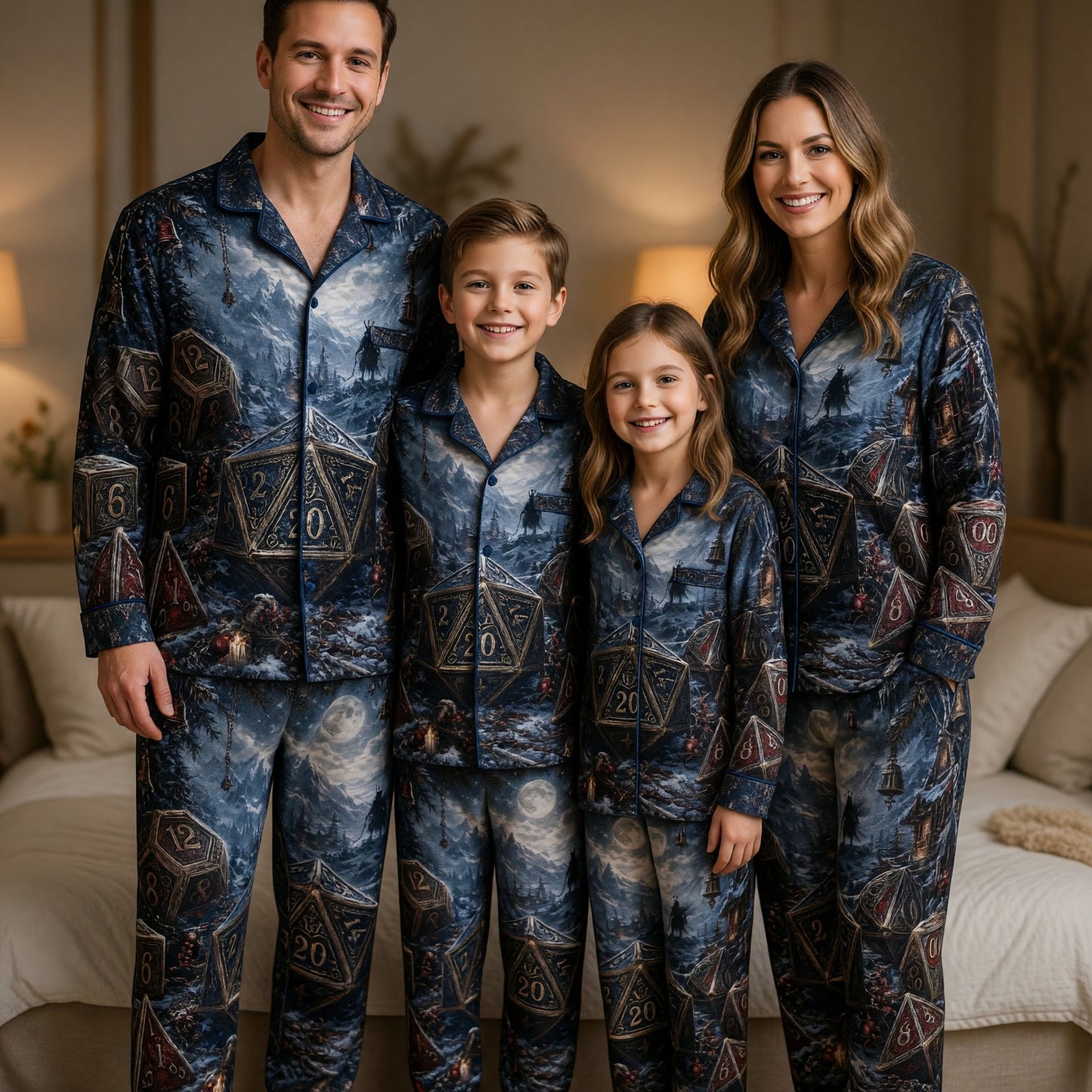 Dice Christmas Thick Pajama Set - Fantasy RPG Winter Sleepwear