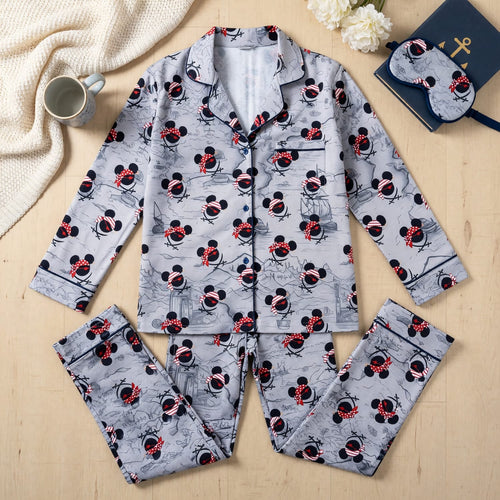 Pirate Mouse Thick Pajama Set - Treasure Map Sleepwear