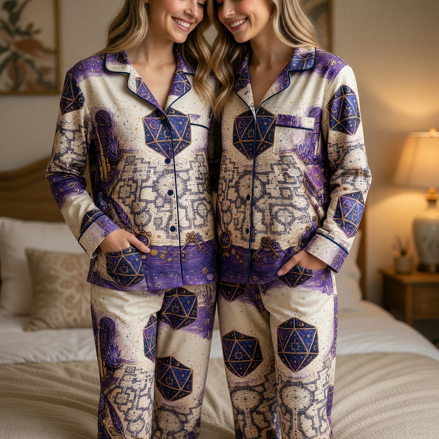 D20 Celestial Thick Pajama Set - Mystic Fantasy RPG