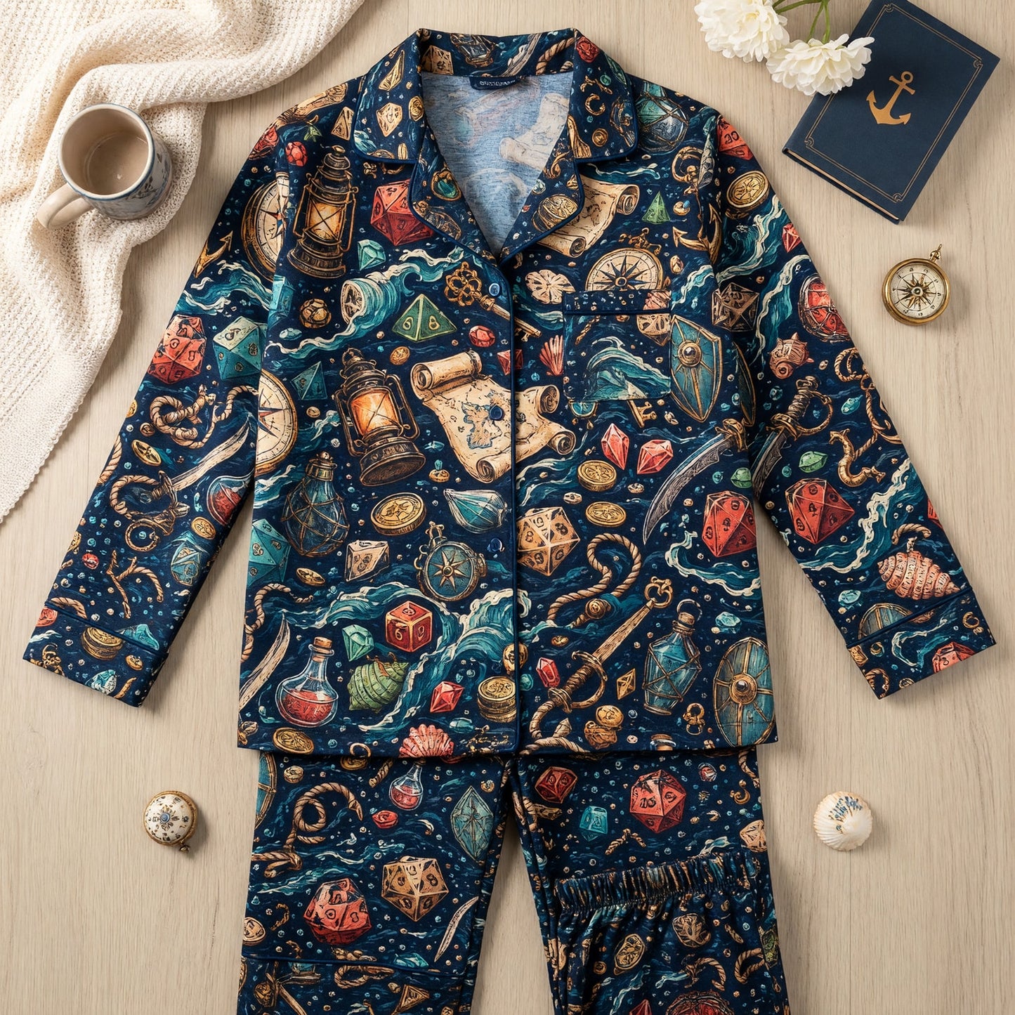 Pirate Dice Thick Pajama Set - Nautical Fantasy Adventure