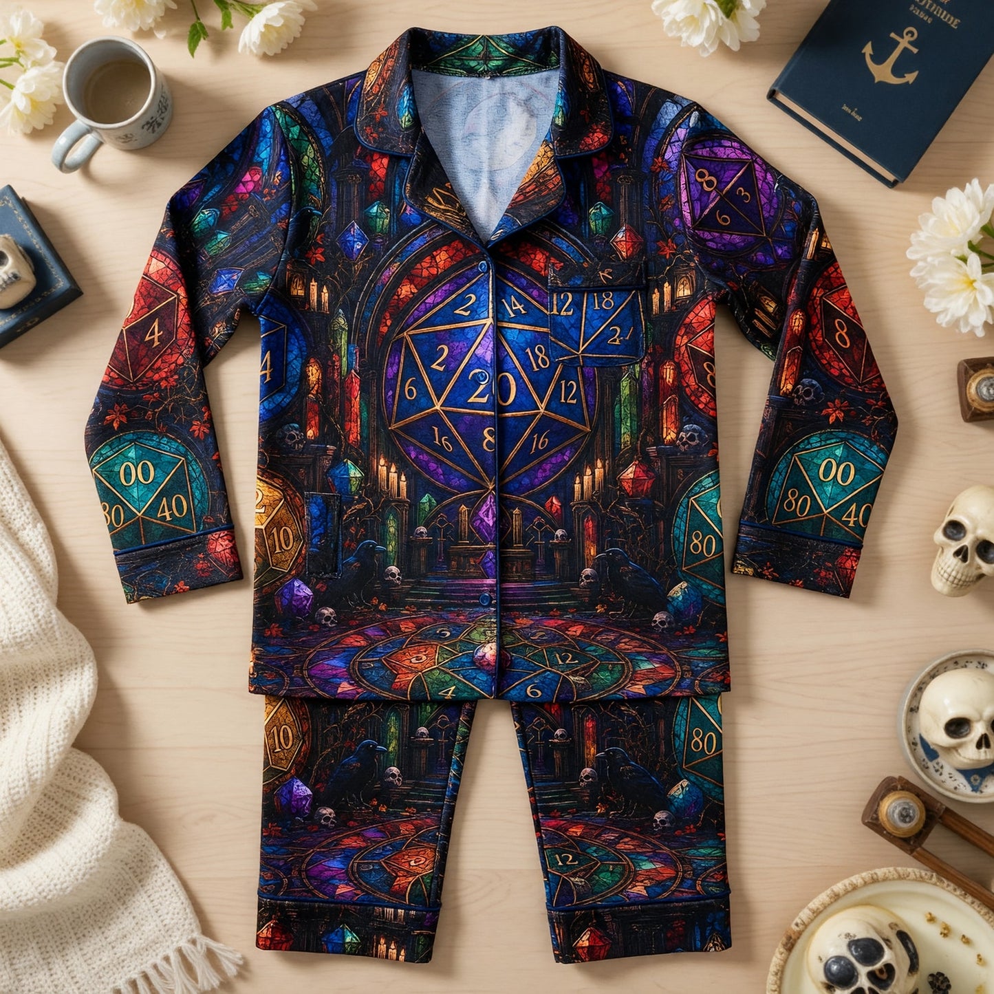 Fantasy Dungeon D20 Thick Pajama Set - Gothic Fantasy Sleepwear