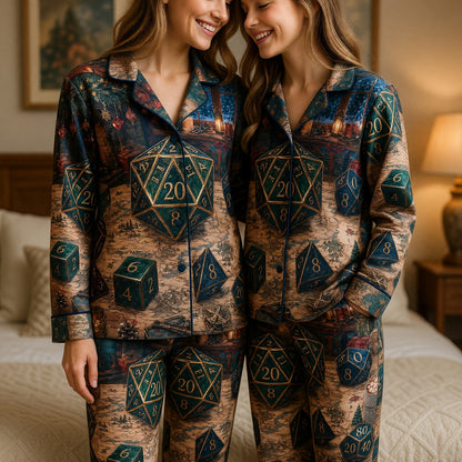 Christmas Dice Thick Pajama Set - Fantasy RPG Holiday Sleepwear