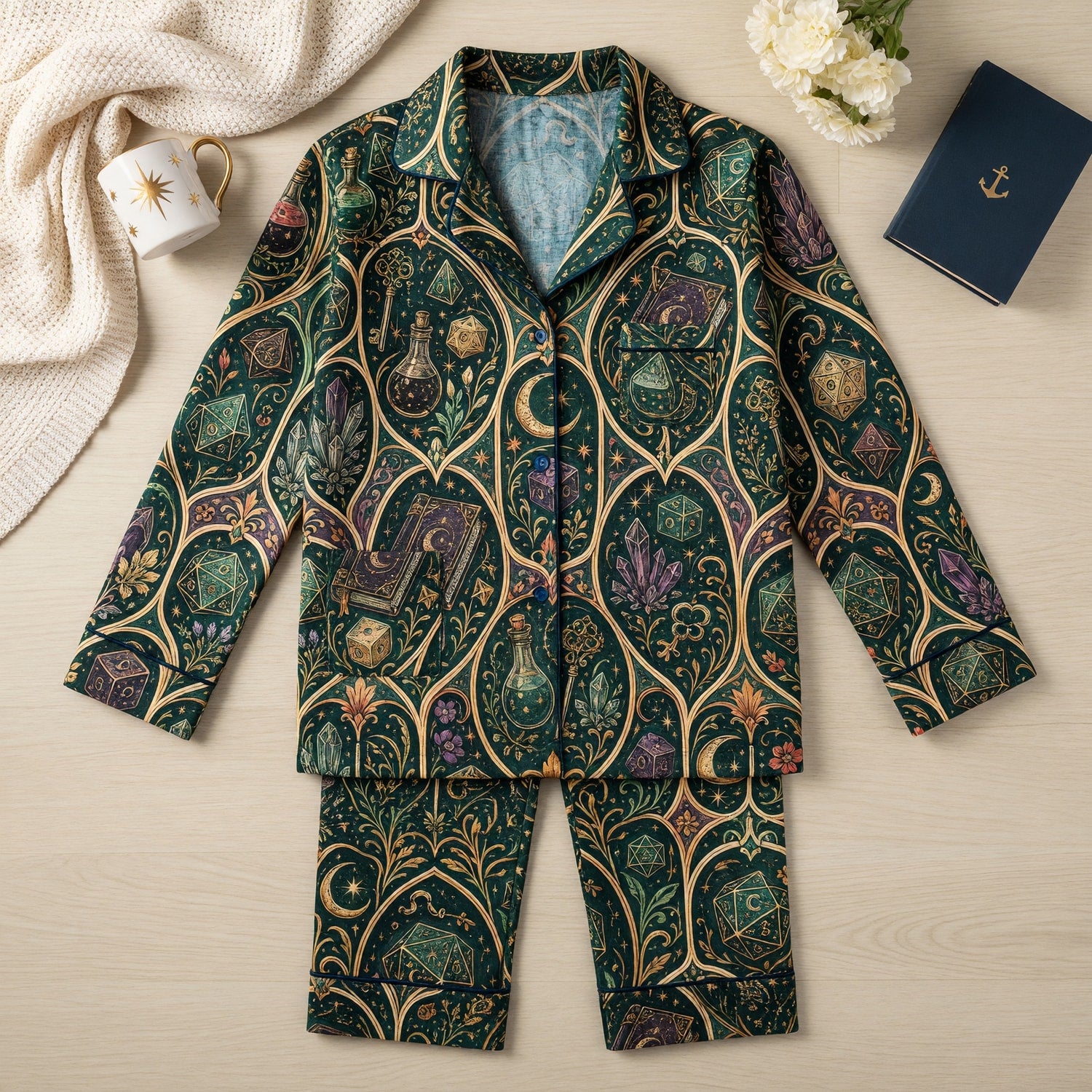 Dice Wizard Thick Pajama Set - Mystic Fantasy RPG Sleepwear