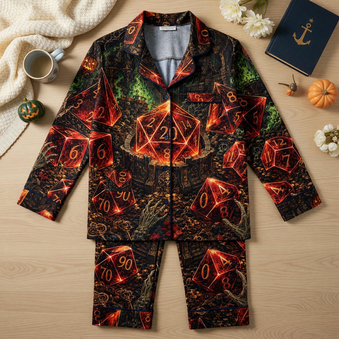 Dice Halloween Pajama Set - Spooky Dungeon RPG Nightwear