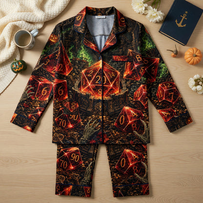 Dice Halloween Pajama Set - Spooky Dungeon RPG Nightwear