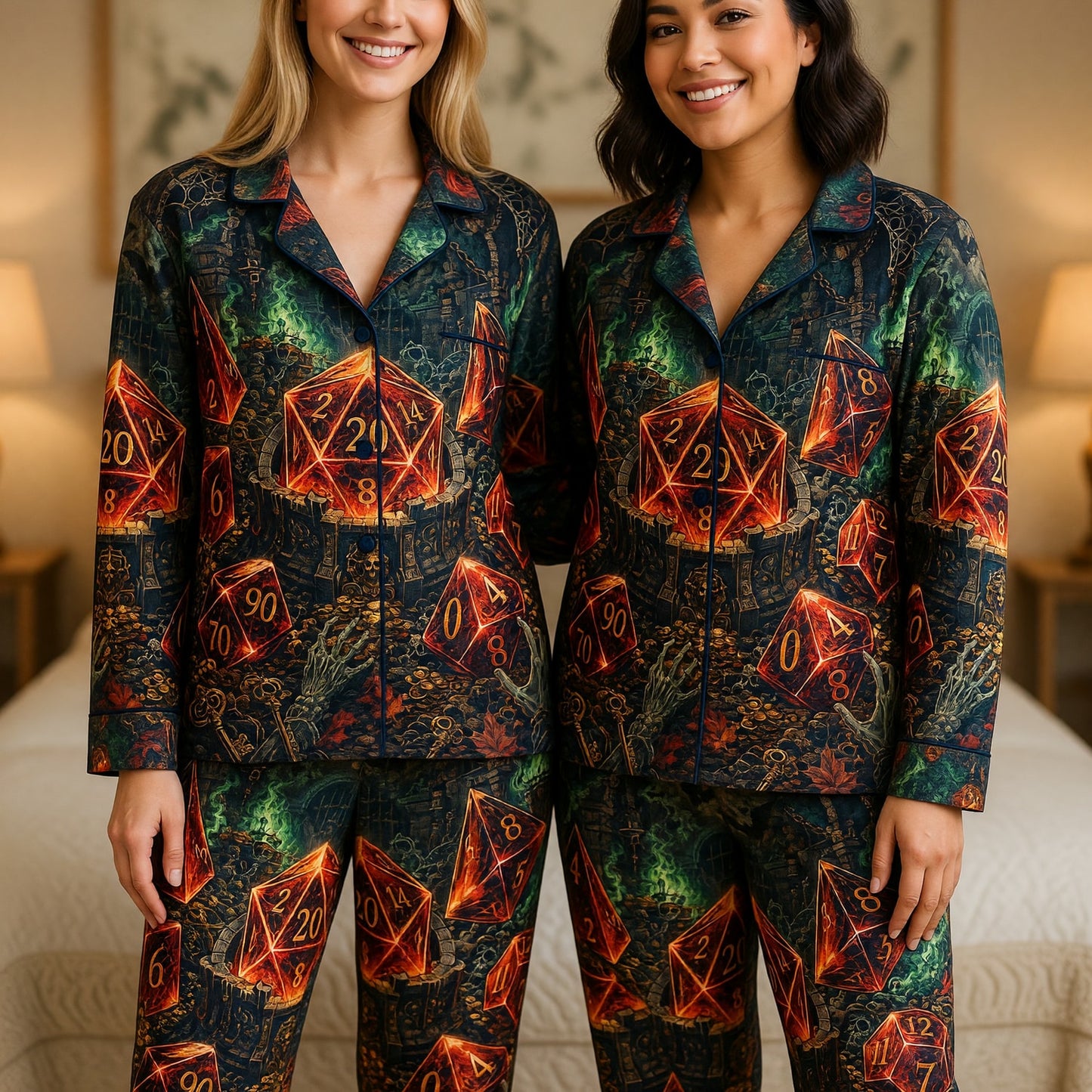 Dice Halloween Pajama Set - Spooky Dungeon RPG Nightwear