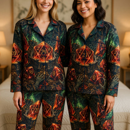Dice Halloween Pajama Set - Spooky Dungeon RPG Nightwear