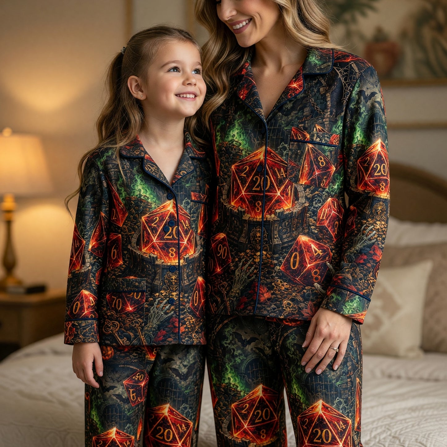 Dice Halloween Pajama Set - Spooky Dungeon RPG Nightwear