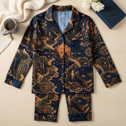 Fantasy D20 RPG Thick Pajama Set - Mystical Dice Wizard Nightwear