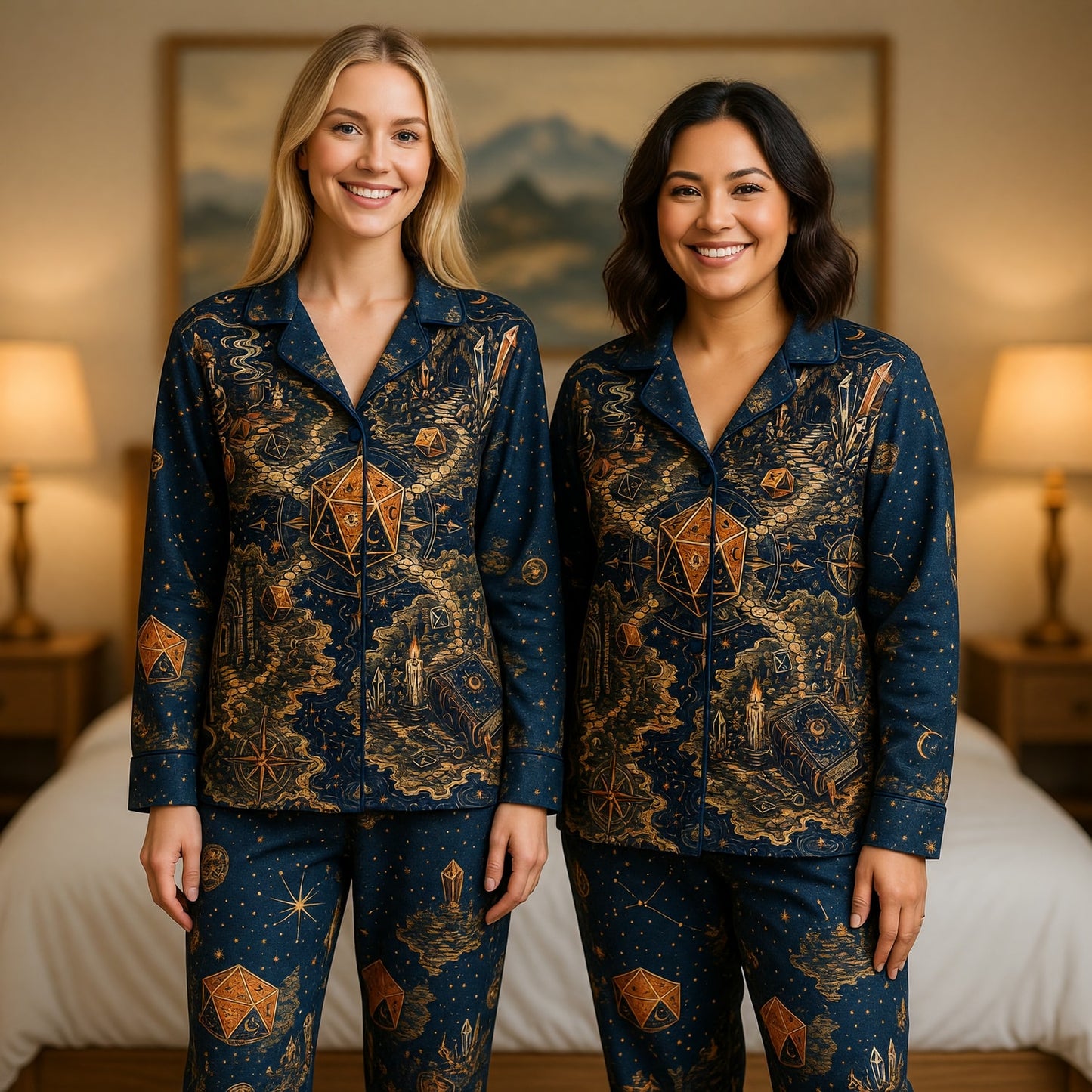 Fantasy D20 RPG Thick Pajama Set - Mystical Dice Wizard Nightwear